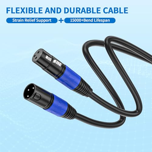 XLR Cable 3.3ft 2 Packs - Premium Balanced Microphone Cable with 3-Pin XLR Male to Female Mic Speaker Cable, Black, Pure Copper and Plated Conductors, PVC Jacket - color: Black, size: 3.3 FT, 2Packs