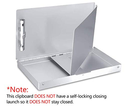 Small Aluminum Clipboard with Storage (Memo Size), 6 x 10.2 Inches, Recycled Metal Snapak Form Holder Binder with Inside Serrated Clip Posse Box, Perfect for Truck Driver, Fits Half Letter Size Paper - size: Memo Size 10.2 x 6 x 1 in