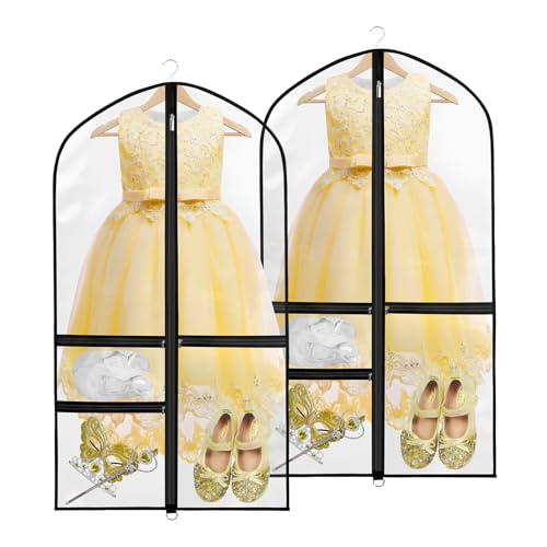 Zilink Kids Garment Bag Dance Garment Bags for Dancers 40 in, Clear/Black - color: Clear Black, size: 2 Pack