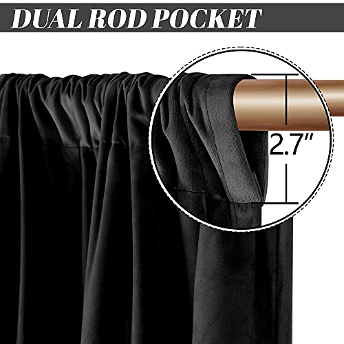 nanbowang Black Velvet Curtains - 42 Inches Width 84 Inches Long Soft Curtain Rod Pocket Thermal Insulated Window Treatment for Bedroom 2 Panels - color: Black, size: 42"W x 84"L (Pack of 2)