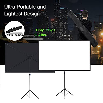 Projector Screen with Stand, 100 Inch Outdoor Projection Screen 16:9 and Tripod Stand, Portable Projector Screen, 1.2 Gain, Lightweight and Compact, Easy Setup, Idea for Home Cinema, Backyard Party. - size: 100 inch