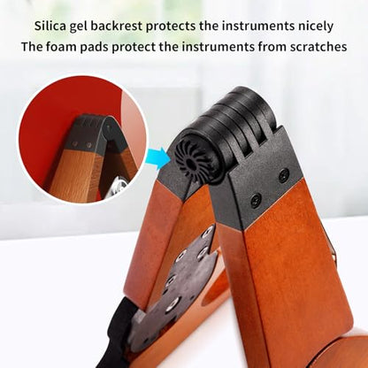 GUITTO Wooden Guitar Stand - Collapsible Electric Bass Guitar Floor Stand Foldable for Acoustic, Banjo,Ukulele - GGS-13 - color: Brown