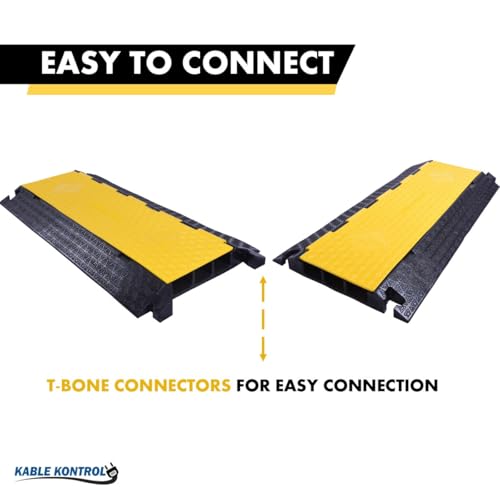 Kable Kontrol Atlas Cable Protector Wire Ramp - 3 Channel - 1 Pc - 35” Long Black & Yellow - 24000 Lbs Load Capacity - Rubber Speed Bump Wire Protector Cord Cover - CP9973 - size: 3 Channel - 1 Unit