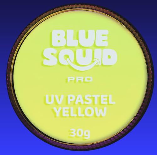 Blue Squid Face Paint Water Based Single Cake Professional Face Paint & Body Paint - Water Activated, Kids Adults Face Painting for Costume, Halloween Makeup, Cosplay - UV Pastel Yellow Face Paint 30g - color: UV Pastel Yellow