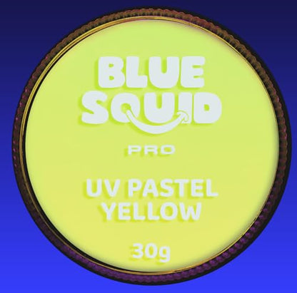 Blue Squid Face Paint Water Based Single Cake Professional Face Paint & Body Paint - Water Activated, Kids Adults Face Painting for Costume, Halloween Makeup, Cosplay - UV Pastel Yellow Face Paint 30g - color: UV Pastel Yellow