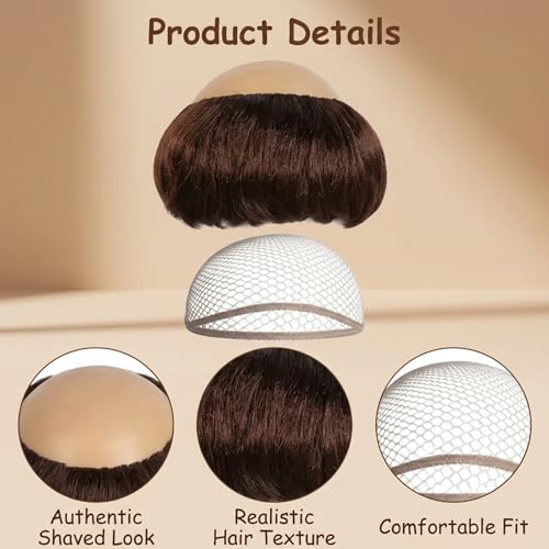 2PCS Monk Wig Set, Funny Wig and Monk Costume Accessory, Dark Brown Monk Wig with Hair Net for Theatrical Performances