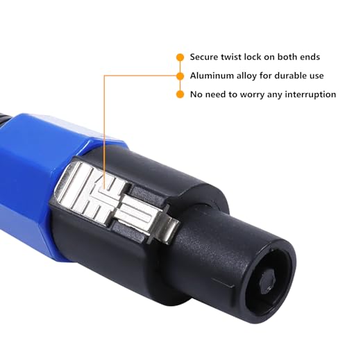HBU Pack of 2 50 Feet Speakon to XLR Cable - 2pcs 50ft. 2 Pole SpeakON Male to 3 Pole XLR Female Cables - Interface with Microphone, Amplifiers, Speakers, Soundboard Mix Audio Jack Wire