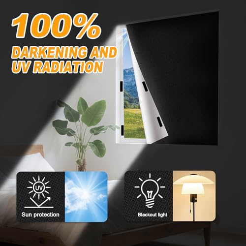 Blackout Window Cover, 118x57 Inch Blackout Curtains for Bedroom, Portable Black Out Shades Blinds No Drill DIY Cuttable Black Out Curtains, for Sloped Roof Windows, Children's Room, Media Room - size: 57"W x 118"H
