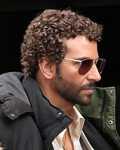 Swiking Mens Brown Afro Curly Wig Rocker Wig Dark Brown Short Hair Replacement Wigs Cosplay Daily Costume Wigs for Male Guy(Dark Brown) - color: Dark Brown