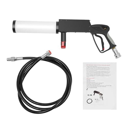 CO2 Handheld Smoke Machine, Fog Gun with RGB LED Lights & 3m Hose, 5-6Mpa High-Pressure Portable Smoke Cannon for Halloween, DJ Parties, Weddings, Stage Effects