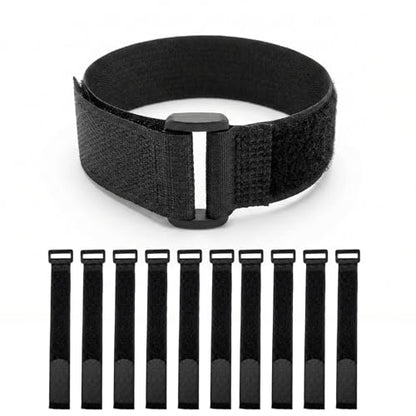 Ysenchan Hook and Loop Straps with Buckle, Reusable Adjustable Cable Management Straps, Heavy Duty Cinch Straps for Cords, Hoses, Bike Gear & Home Organization, 1" x 10", Black, 10 Pack - size: 10 Inch