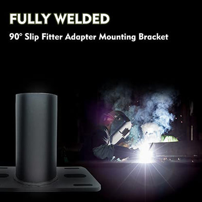 2 Pack Tenon Slip Fitter Adapter 90 Degree Bracket for Outdoor Lights - Black Metal Pole Barn Shoebox Led Parking Lot Wall Mount Arm Rustproof Rainproof (2PCS-2-3/8 Inch) - size: 2PCS-2-3/8 Inch