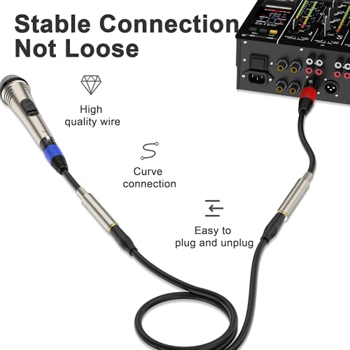 1/4“(6.35 mm) Female to XLR Female 3-Pin Socket Audio Cord, 1.1 Foot, 2 Packs, 6.35mm TRS/TS to XLR Jack Adapter, High-Purity 4N OFC Conductors, for Audio Electronic Devices - size: 1.1 foot, style: 1/4 female to XLR female