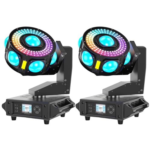 2 Pack 160W 3-Axis Moving Head Lights RGBW 540°Rotation DJ Light with Strobe Effects DMX512 19/25CH with Sound Activated Moving Head Beam Stage Light for Disco Wedding Parties Live Show Bar - color: 2 Pack