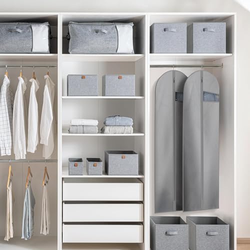Lazebox Garment Bags for Travel and Closet Storage with Zipper, 65'' Long Dress Bag for Gowns Long - size: 65inch-2 packs-Gray