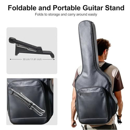 nalu Classic A-Frame Tripod Adjustable Guitar Stand for Acoustic Bass Electric Guitars and Ukuleles Folding Floor Stand Small Good for Traveling (GrayRubber+BlackFrame) - color: GrayRubber+BlackFrame