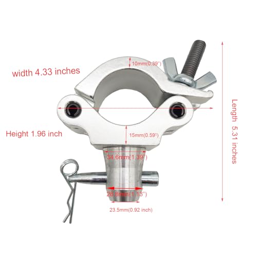 2" Wrap-Around Coupler Clamp for 42-51mm Stage Light Truss Pipe Aluminum | Stage Lighting Clamp 660 lbs Weight Capacity Wrap-around O Clamps