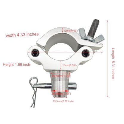 2" Wrap-Around Coupler Clamp for 42-51mm Stage Light Truss Pipe Aluminum | Stage Lighting Clamp 660 lbs Weight Capacity Wrap-around O Clamps