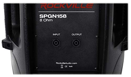 Rockville SPGN158 15" Passive DJ PA Speaker, 1600W Peak/800W Program/400W RMS, 8 Ohm, 3" Voice Coil, ABS Cabinet, Deep Bass, Pole Mountable, for Events and Live Sound | 1600W Peak / 400W RMS, Lightweight, 1.35" Titanium Driver, SpeakON I/O, 35mm Pole Moun
