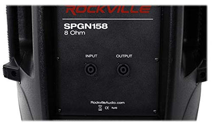 Rockville SPGN158 15" Passive DJ PA Speaker, 1600W Peak/800W Program/400W RMS, 8 Ohm, 3" Voice Coil, ABS Cabinet, Deep Bass, Pole Mountable, for Events and Live Sound | 1600W Peak / 400W RMS, Lightweight, 1.35" Titanium Driver, SpeakON I/O, 35mm Pole Moun