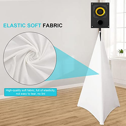 AKOZLIN Speaker Stand Cover with 360 Degree Tripod Stand Skirt Skrim Stretchable Lycra Fabric Covers with Free Storage Bag TWO PACK White - color: White-Two pack