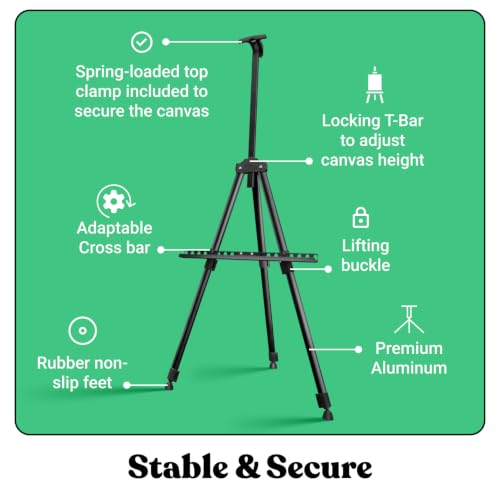 T-Sign 21 to 66 Inch Heavy Duty Easel Stand - Adjustable Metal Tripod Art Easel for Painting and Display, Portable Canvas Stand with Carrying Bag for Artists, Floor, Tabletop, and Outdoor Use (2-Pack) - style: 66 Inch Anthracite Black (2 Pack)