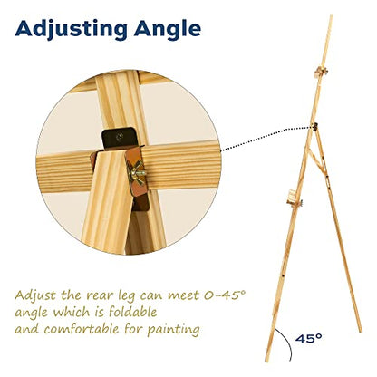 finenolo Wooden Easel Stand for Painting, 45" Adjustable Height Folding Art Easel for Canvas, Drawing, Wedding Signs & Posters, Ideal for Adults, Artists, Beginners, Students & Kids | Painting easel for canvas, drawing, wedding signs & posters, ideal for