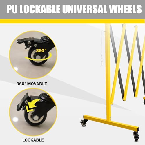 Metal Expandable Barricade, 23 Ft Retractable Fence Outdoor, Mobile Safety Barrier Gate, Easily Assembled Expanding Gate with Casters, Collapsible Accordion Barricade Gate Outdoor - size: 23 FT