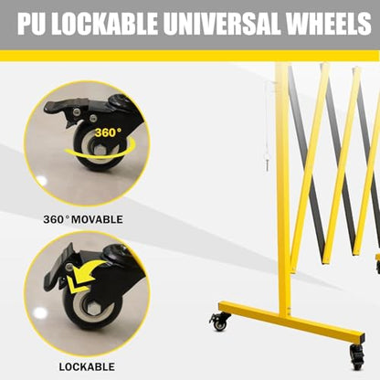 Metal Expandable Barricade, 23 Ft Retractable Fence Outdoor, Mobile Safety Barrier Gate, Easily Assembled Expanding Gate with Casters, Collapsible Accordion Barricade Gate Outdoor - size: 23 FT