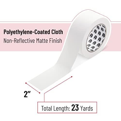 Bates Gaffers Tape, 2 Inch x 23 Yards, White, Non-Reflective, No Residue, Floor & Cable Tape - color: White, size: 2 Inch x 23 Yards
