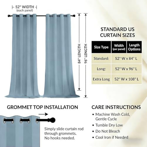 SNITIE Sky Blue 52”x84” Long Velvet Curtains with Grommet - 2P - color: Sky Blue, size: 52"W x 84"L (Pack of 2)
