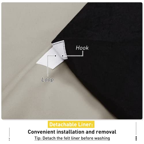 NICETOWN Sound Barrier 100% Blackout Cold Blocking Divider Curtains 84", Noise, Heat and Cold Blocking Drapes with Felt Fabric Lining for Nursery/Daytime Sleep/Bedroom (Natural, 2 PCs, 52" Wide) - color: Natural, size: 52"W x 84"L (Pack of 2)