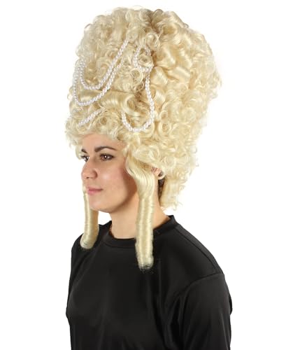 HPO Adult Women's Baroque French Revolution Queen Marry Wig Collection Blonde Color, Premium Breathable Capless Cap (Blonde) - color: Blonde