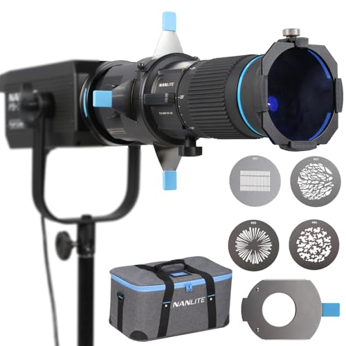 NANLITE Bowens Mount Projection Attachment 25°-45° Optical Snoot Photography Kit Lens Modifier for Nanlite FS-300C/300B FC-300B/300C FC-500B/500C Forza 300/300B/500/500B Aputure 300DII 300C 300X 600D