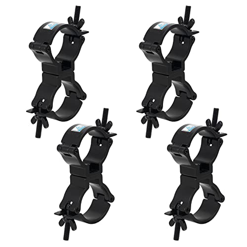 4 Pack Dual Swivel Clamp Turn As Needed Two 360 Degree Clamps, Lighting Truss Swivel Coupler DJ Light Clamps, Fit for 1.88-2 Inch (48-51mm) OD Tube/Pipe, Heavy duty 220lbs, TUV Certificated - color: Black
