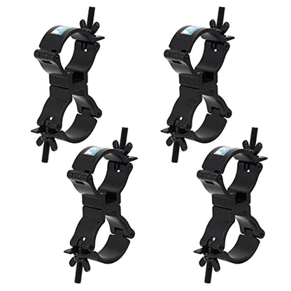 4 Pack Dual Swivel Clamp Turn As Needed Two 360 Degree Clamps, Lighting Truss Swivel Coupler DJ Light Clamps, Fit for 1.88-2 Inch (48-51mm) OD Tube/Pipe, Heavy duty 220lbs, TUV Certificated - color: Black