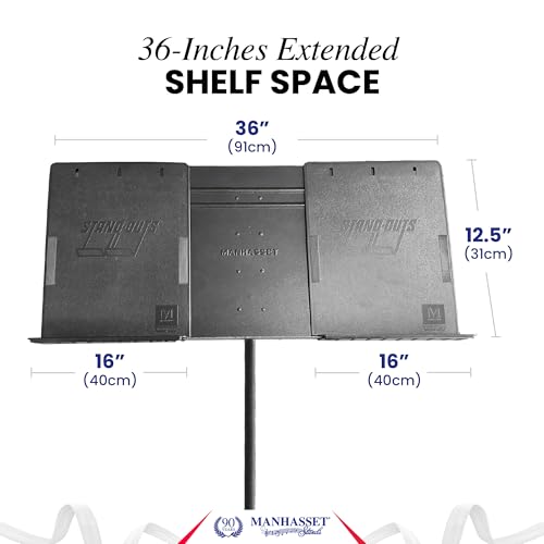Manhasset M91 Music Stand Shelf Extenders - Pair | Pair of Music Stand Shelf Extenders, Extra Support for Oversized Scores, Books and Sheet Music