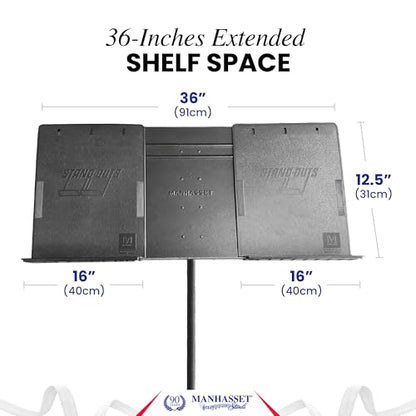 Manhasset M91 Music Stand Shelf Extenders - Pair | Pair of Music Stand Shelf Extenders, Extra Support for Oversized Scores, Books and Sheet Music