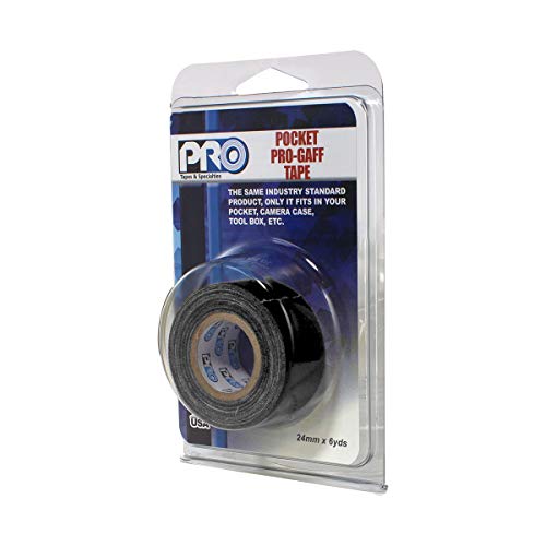 Pro Tapes Pocket Gaff Tape 1 inch (24mm) x 6 Yards Length Black Matte. Pocket Size Gaffers Tape. Made in The USA. Holds Tight, Easy to Remove. - color: Black, size: 1 inch