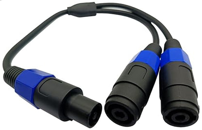 Speaker Splitter Cable, Speakon 1 Male to 2 Female Audio Y Adapter Cord, Speaker Extension Adapter with Twist Lock - 0.5M/1.5FT (1-Male to 2-Female)