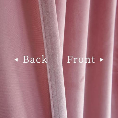 Roslynwood Velvet Blush Pink Curtain 63 inches Long - Curtains Block Light Thermal Insulated Rod Pocket Window Drapes Panels for Bedroom/Living Room, W52 X L63 inch, 2 Panels - color: Blush, size: 52"W x 63"L (Pack of 2)