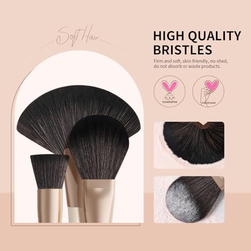 DUcare 30Pcs Professional Makeup Brushes Set, Large Foundation Powder Contour Concealer eyeshadow Blush EyeLiner Make up Brushes,Premium Synthetic hair,Vegan Cruelty-free - color: beige