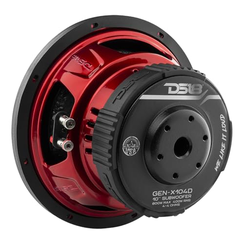 DS18 GEN-X104D Subwoofer in Black - 4 Layer Black Aluminum Voice Coil, 10", 800W Max Power, 400W RMS, Dual 4 Ohms, DVC - Powerful Car Audio Bass Speaker (1 Speaker) - style: 10-Inch
