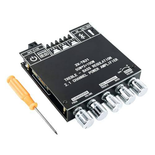 ZK-TB21 Bluetooth 5.0 50W+50W+100W 2.1 Channel Subwoofer Amplifier Board TPA3116D2 HiFi Treble and Bass Control Stereo Digital Audio Amp Board for Home Theater DIY Speakers - style: ZK-TB21