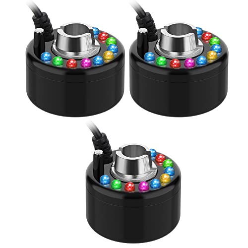 Yaomiao 3 Pcs Halloween Mist Maker Fogger Small Ultrasonic Fog Machine Fountain Mister Fogger Water Garden Pond Foggers Air Humidifier with 12 LED Light Flashes for Halloween (Black) - color: Black