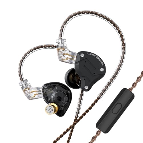 KZ ZS10 Pro 4BA+1DD in Ear Monitor Headphones 5 Driver HiFi Metal Earbuds Headphone Noise Cancelling IEM Earphone with 2 Pin Detachable Cable - size: With Mic