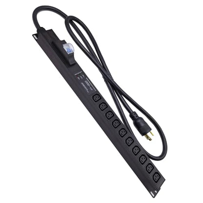 30A Rack PDU, L6-30P Power Distribution Unit with 10 C13 Outlets, 7200W 0U Vertical Rack Mount Power Strip with 6ft Cord, Circuit Breaker, Surge Protection and Aluminum Alloy Housing - color: Breaker Protected