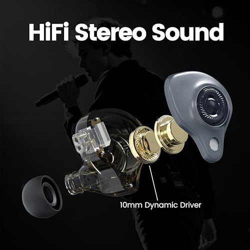 in Ear Monitor Headphones with Mic,USB C,Gray,10mm Driver | 10mm Dynamic Driver,Detachable 4N OFC Cable,HiFi IEM Earphones for Gaming and Gift Giving - color: Gray