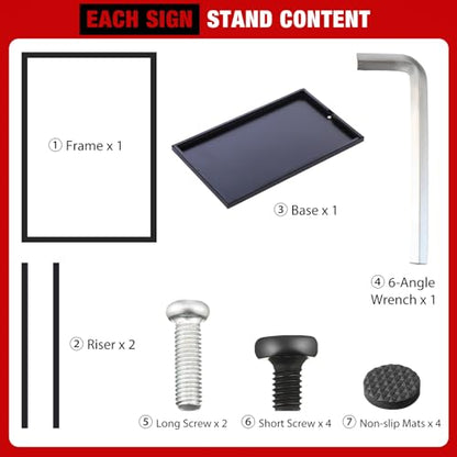 Blulu 4 Pcs Sign Stand Holder, 19.6"x 27.5" Double Sided Metal Wedding Sign Stand, Heavy Duty Floor Standing Poster Holder, Outdoor Banner Stands with Non Slip Mat for Board and Foam Display (Black) - color: black