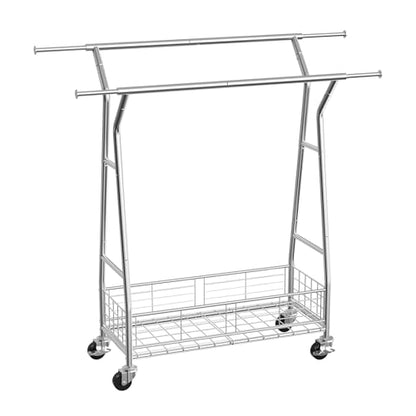 VEVOR Clothes Rack, Rolling Clothing Garment Rack, Extendable Carbon Steel Clothing Racks with Wheels for Bedroom, Laundry, Living Room - style: Modern